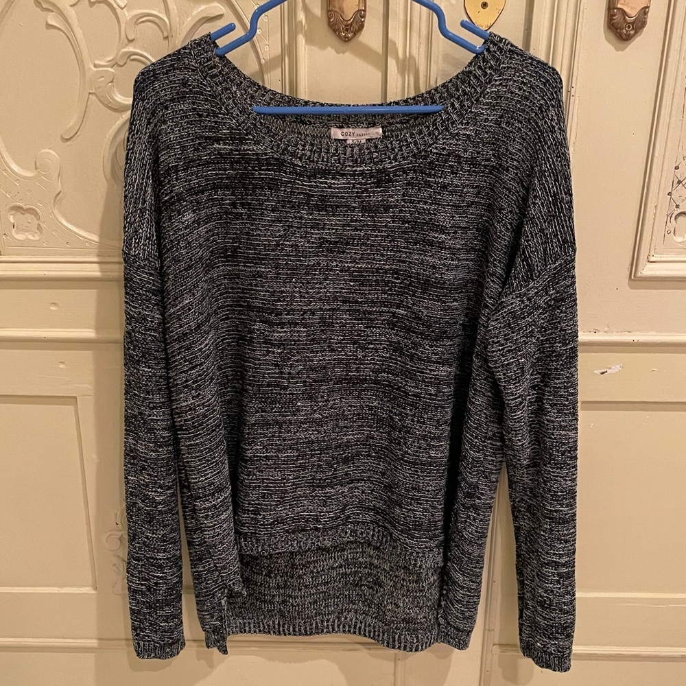 Black and white sweater with elbow patches